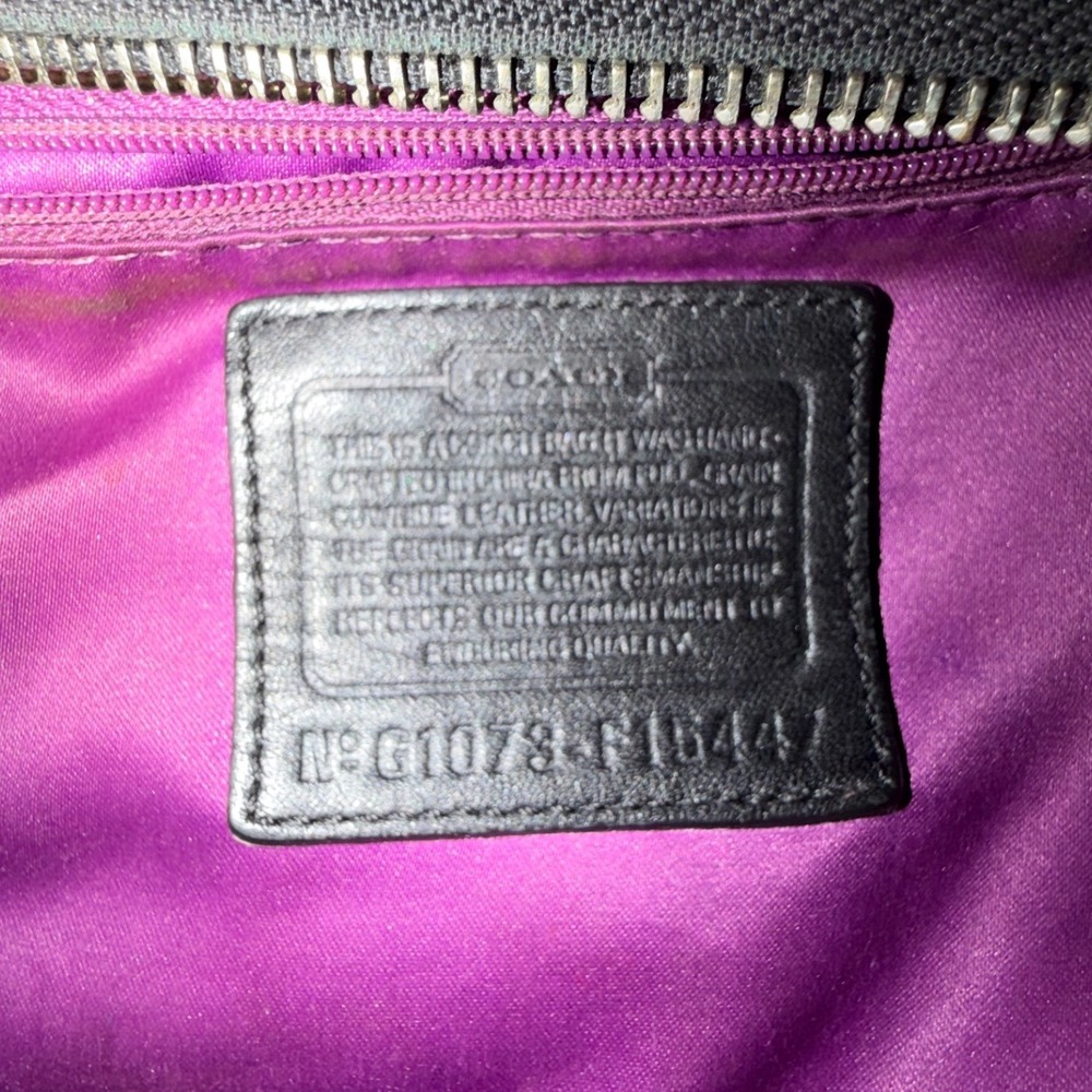 Coach Ashley Black Leather Shoulder Bag Satchel Purple Lining F15447 - Picture 5 of 14